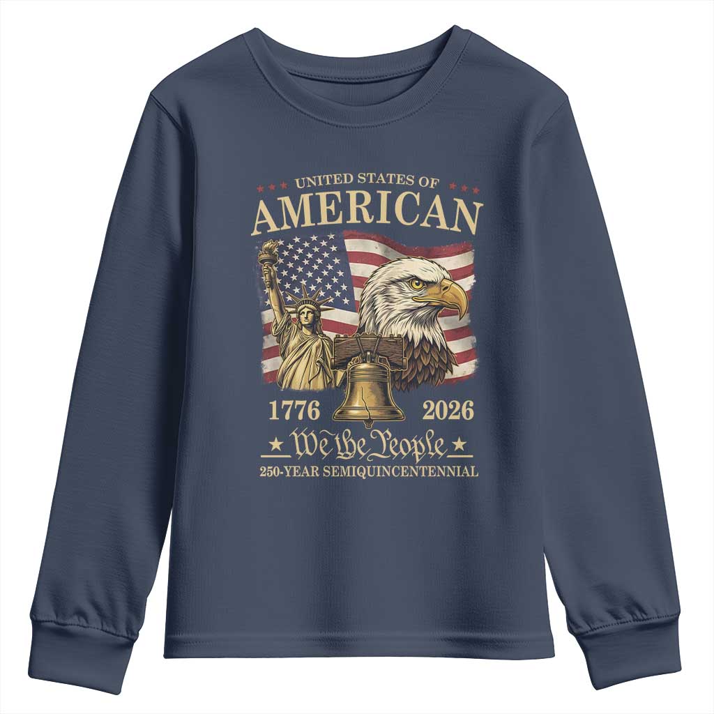 USA 250th Anniversary Youth Sweatshirt America 1776-2026 Patriotic Eagle Liberty Bell