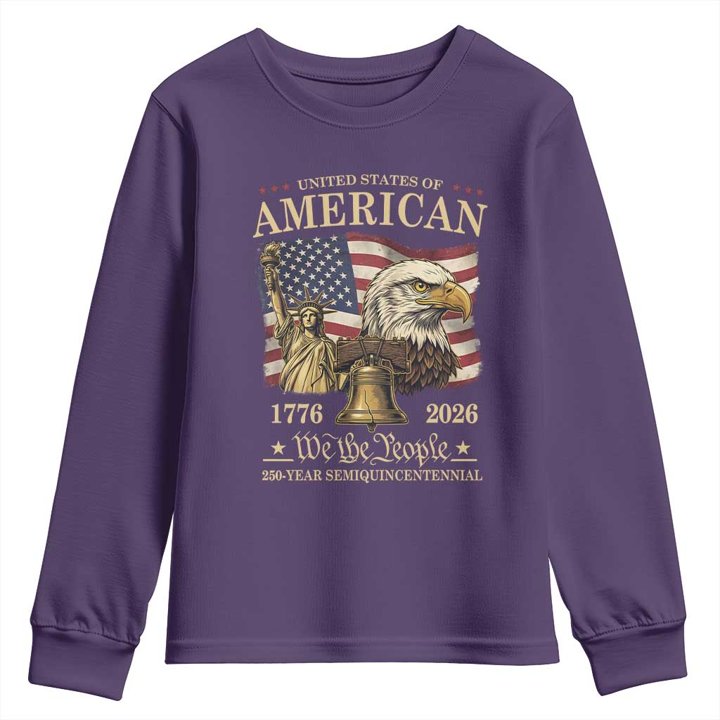 USA 250th Anniversary Youth Sweatshirt America 1776-2026 Patriotic Eagle Liberty Bell