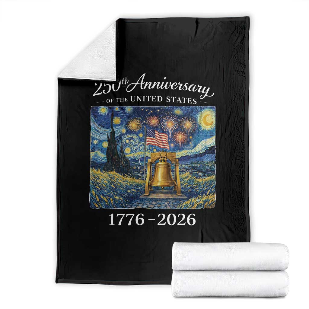 USA 250th Anniversary Throw Blanket Liberty Bell 1776–2026 Patriotic American Flag Starry Night
