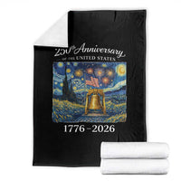 USA 250th Anniversary Throw Blanket Liberty Bell 1776–2026 Patriotic American Flag Starry Night