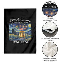 USA 250th Anniversary Garden Flag Liberty Bell 1776–2026 Patriotic American Flag Starry Night