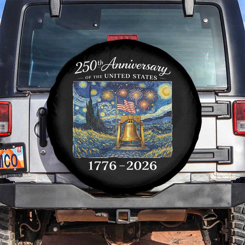 USA 250th Anniversary Spare Tire Cover Liberty Bell 1776–2026 Patriotic American Flag Starry Night