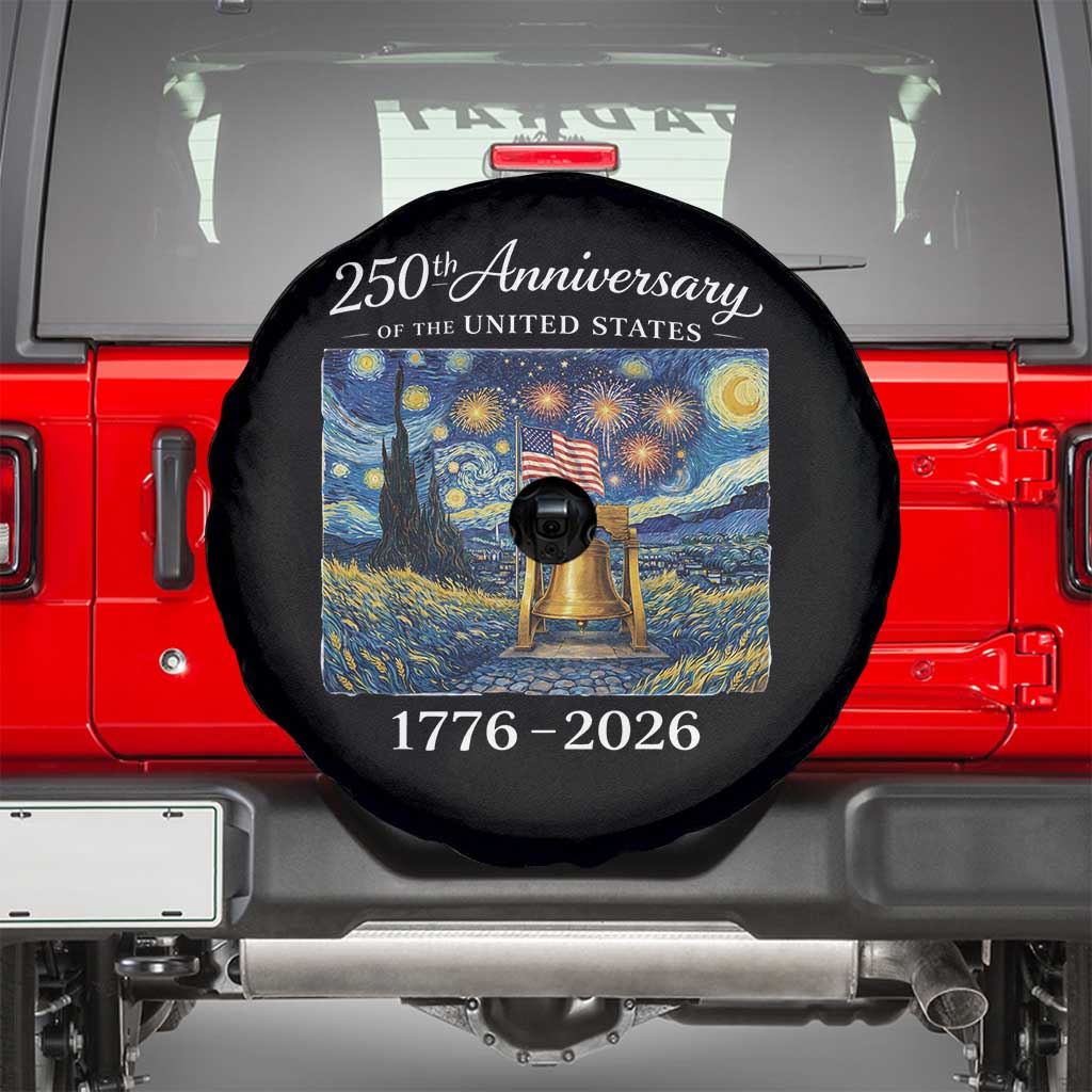USA 250th Anniversary Spare Tire Cover Liberty Bell 1776–2026 Patriotic American Flag Starry Night