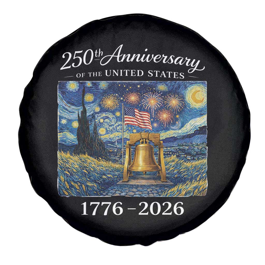 USA 250th Anniversary Spare Tire Cover Liberty Bell 1776–2026 Patriotic American Flag Starry Night