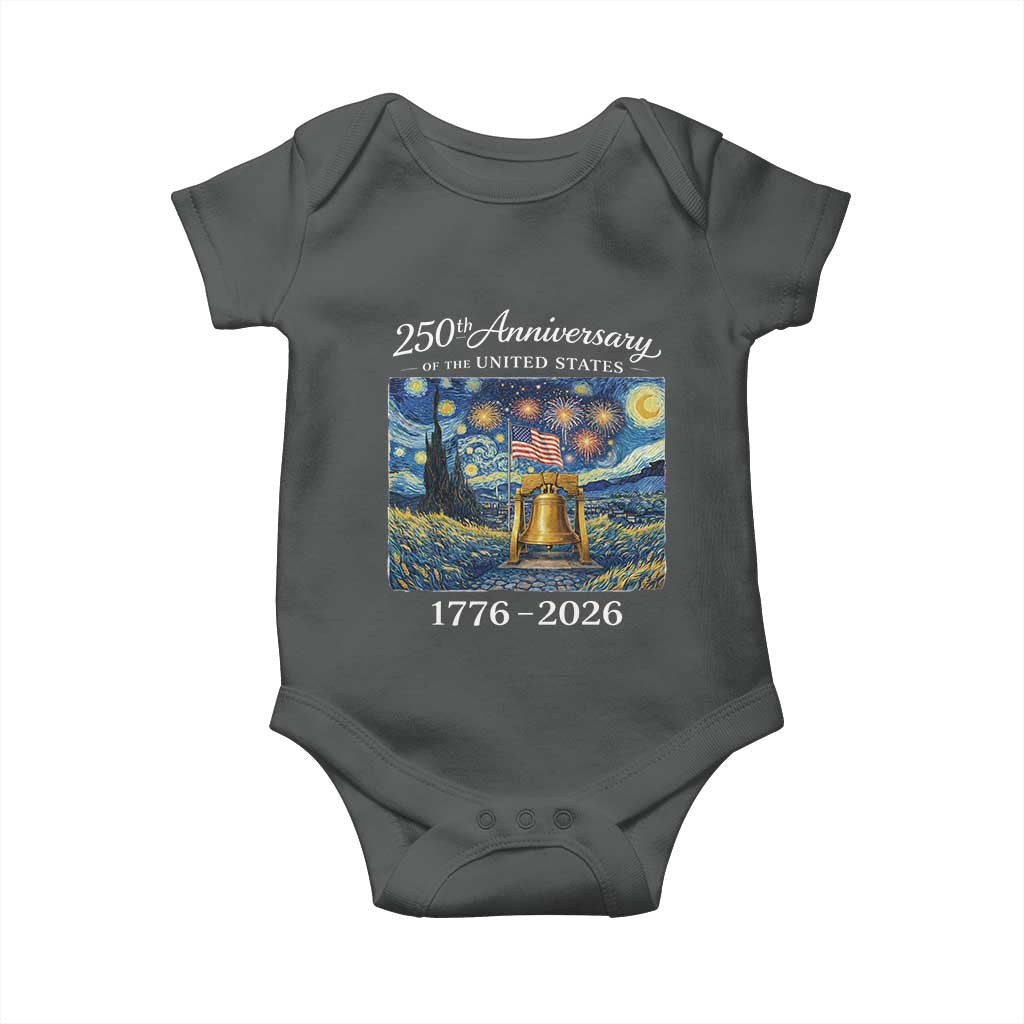 USA 250th Anniversary Baby Onesie Patriotic Liberty Bell 1776 2026 American Flag Starry Night