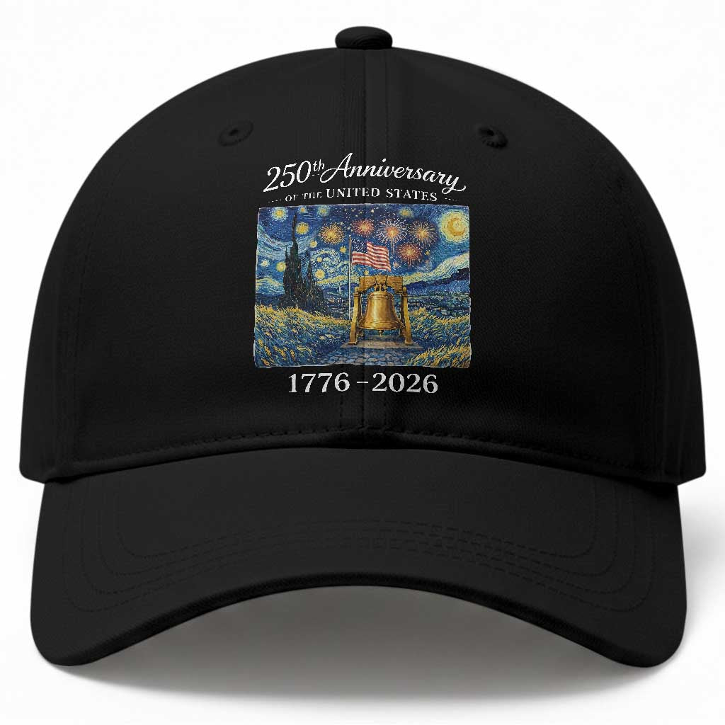 USA 250th Anniversary Baseball Cap Liberty Bell 1776–2026 Patriotic American Flag Starry Night