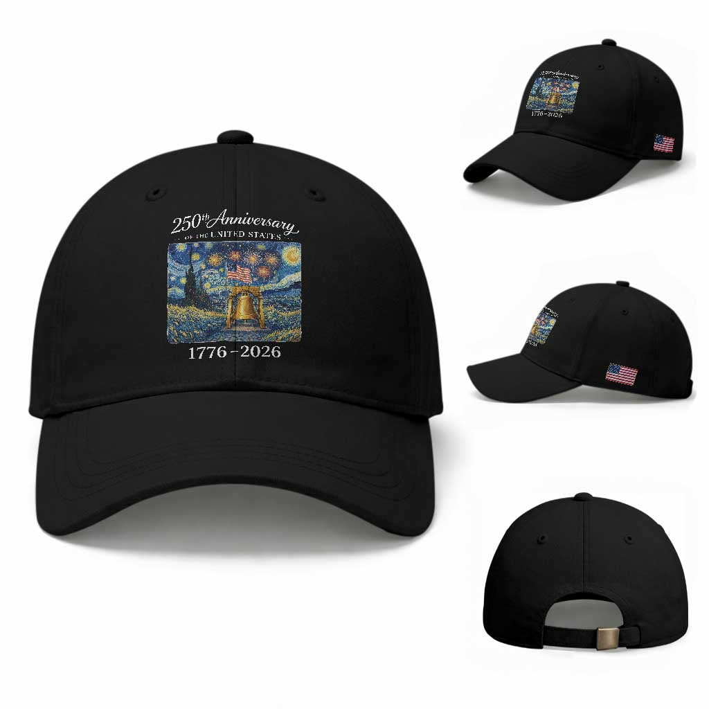 USA 250th Anniversary Baseball Cap Liberty Bell 1776–2026 Patriotic American Flag Starry Night
