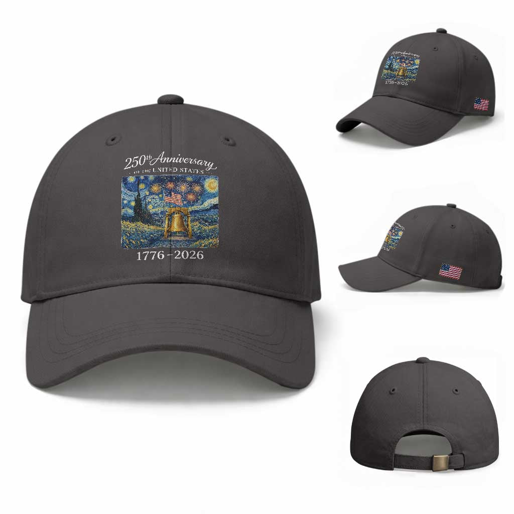 USA 250th Anniversary Baseball Cap Liberty Bell 1776–2026 Patriotic American Flag Starry Night