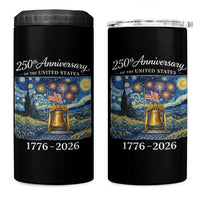 USA 250th Anniversary 4 in 1 Can Cooler Tumbler Liberty Bell 1776–2026 Patriotic American Flag Starry Night