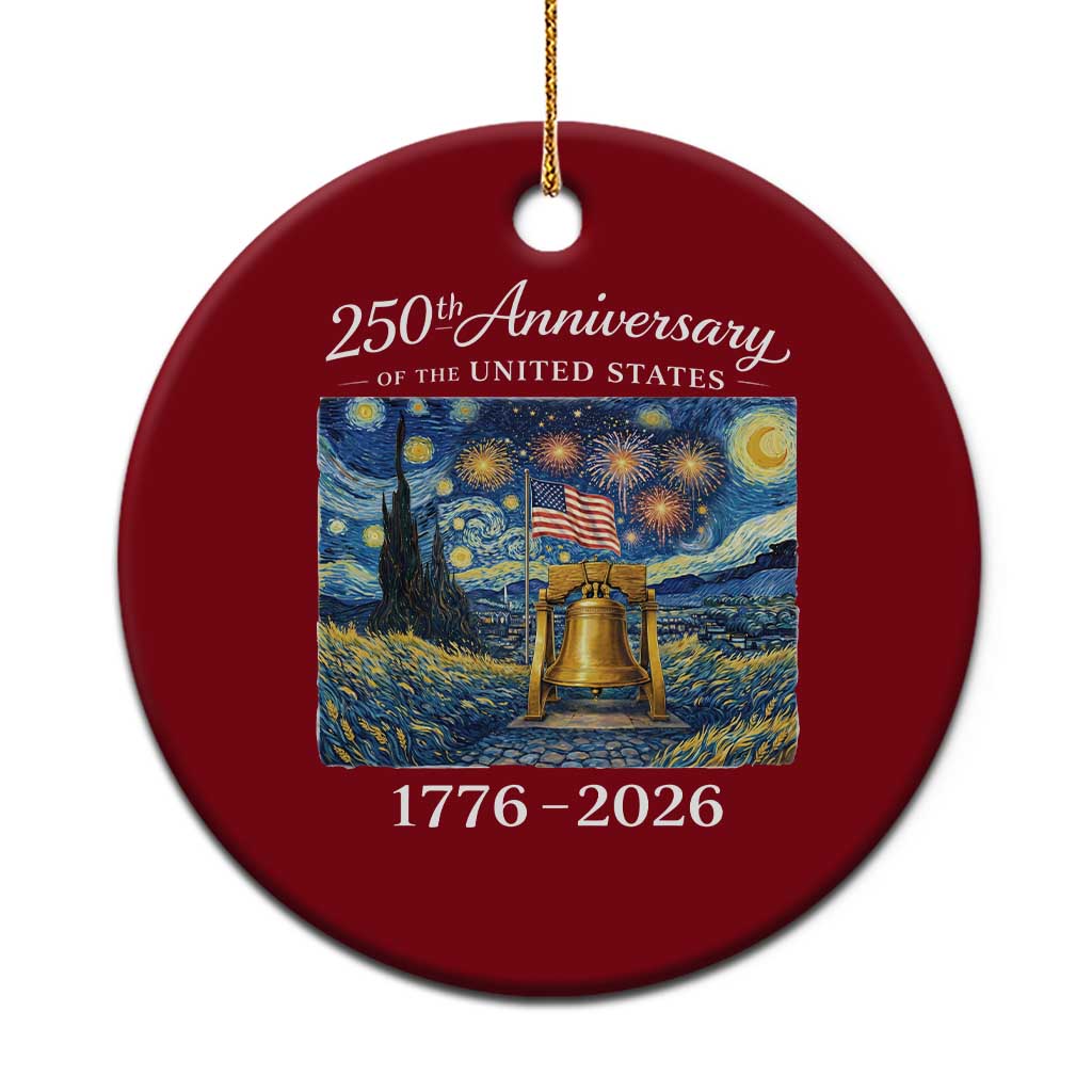 USA 250th Anniversary Ceramic Ornament Liberty Bell 1776–2026 Patriotic American Flag Starry Night