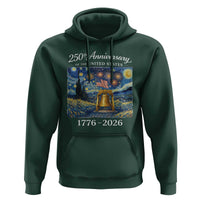 USA 250th Anniversary Hoodie Liberty Bell 1776–2026 Patriotic American Flag Starry Night