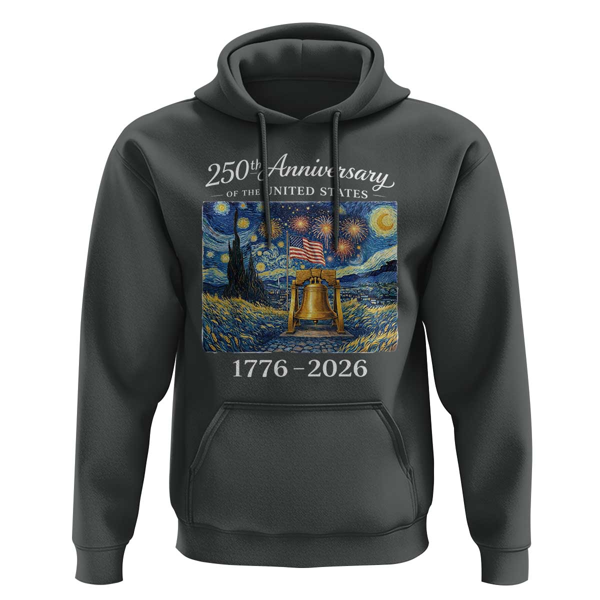 USA 250th Anniversary Hoodie Liberty Bell 1776–2026 Patriotic American Flag Starry Night