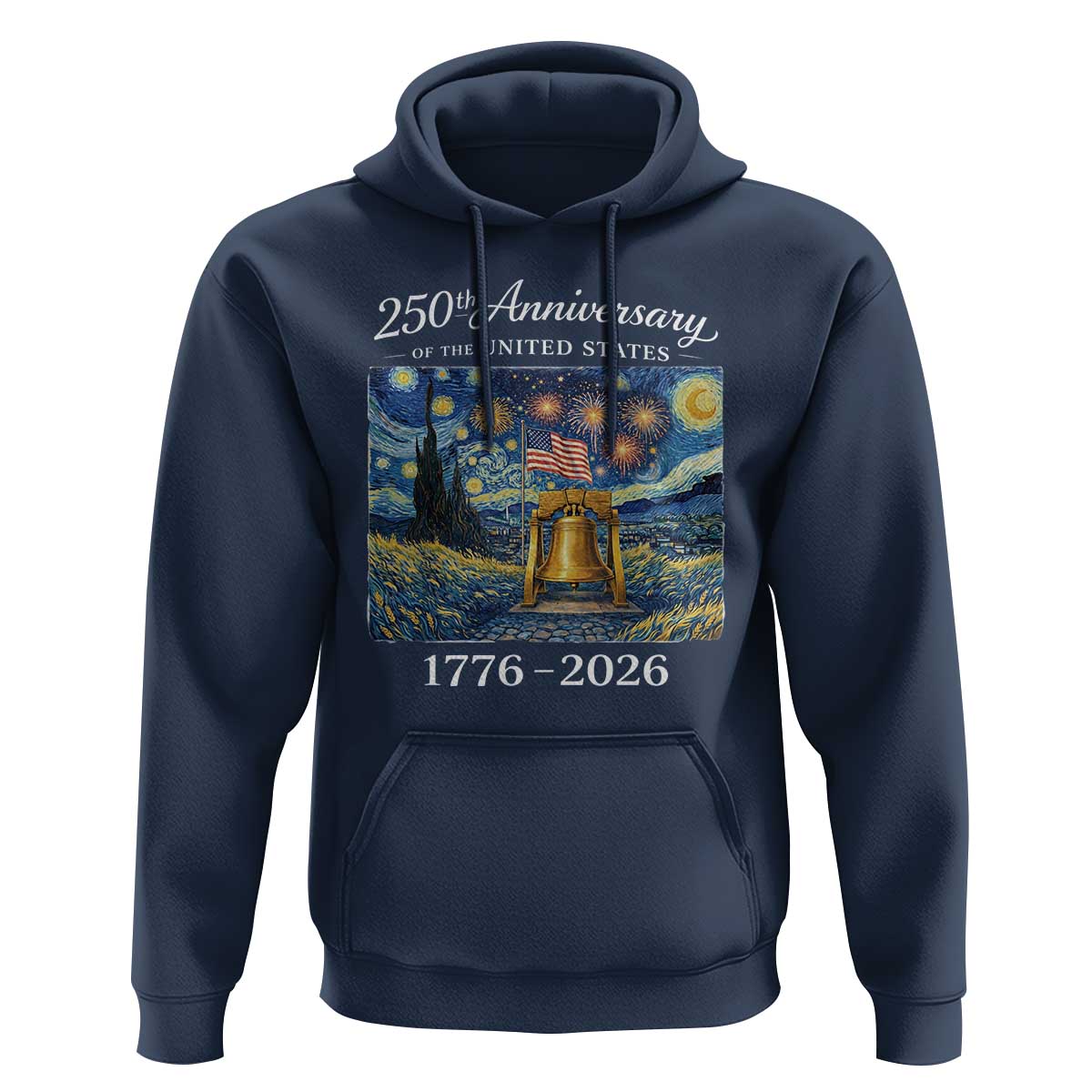 USA 250th Anniversary Hoodie Liberty Bell 1776–2026 Patriotic American Flag Starry Night