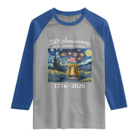 USA 250th Anniversary Raglan Shirt Liberty Bell 1776–2026 Patriotic American Flag Starry Night