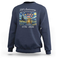 USA 250th Anniversary Sweatshirt Liberty Bell 1776–2026 Patriotic American Flag Starry Night