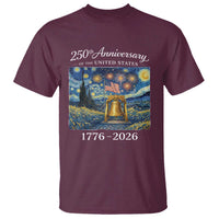 USA 250th Anniversary T Shirt Liberty Bell 1776–2026 Patriotic American Flag Starry Night
