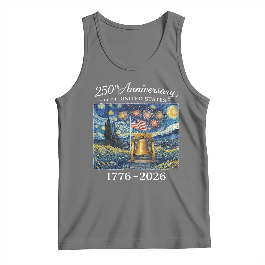 USA 250th Anniversary Tank Top Liberty Bell 1776–2026 Patriotic American Flag Starry Night