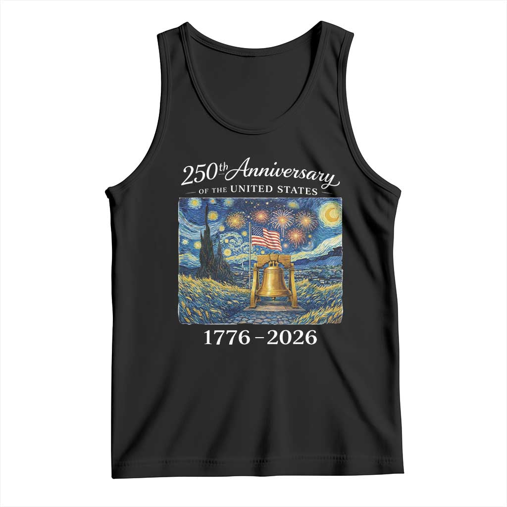 USA 250th Anniversary Tank Top Liberty Bell 1776–2026 Patriotic American Flag Starry Night
