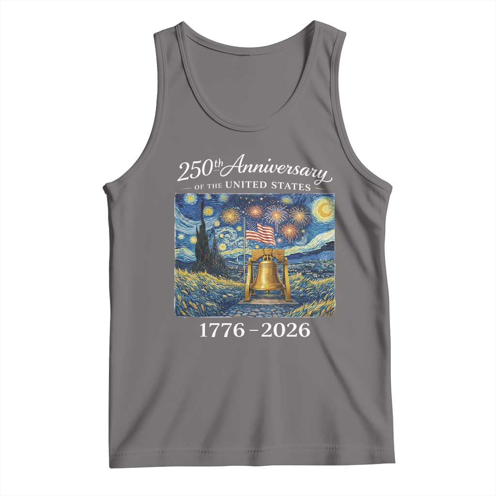 USA 250th Anniversary Tank Top Liberty Bell 1776–2026 Patriotic American Flag Starry Night