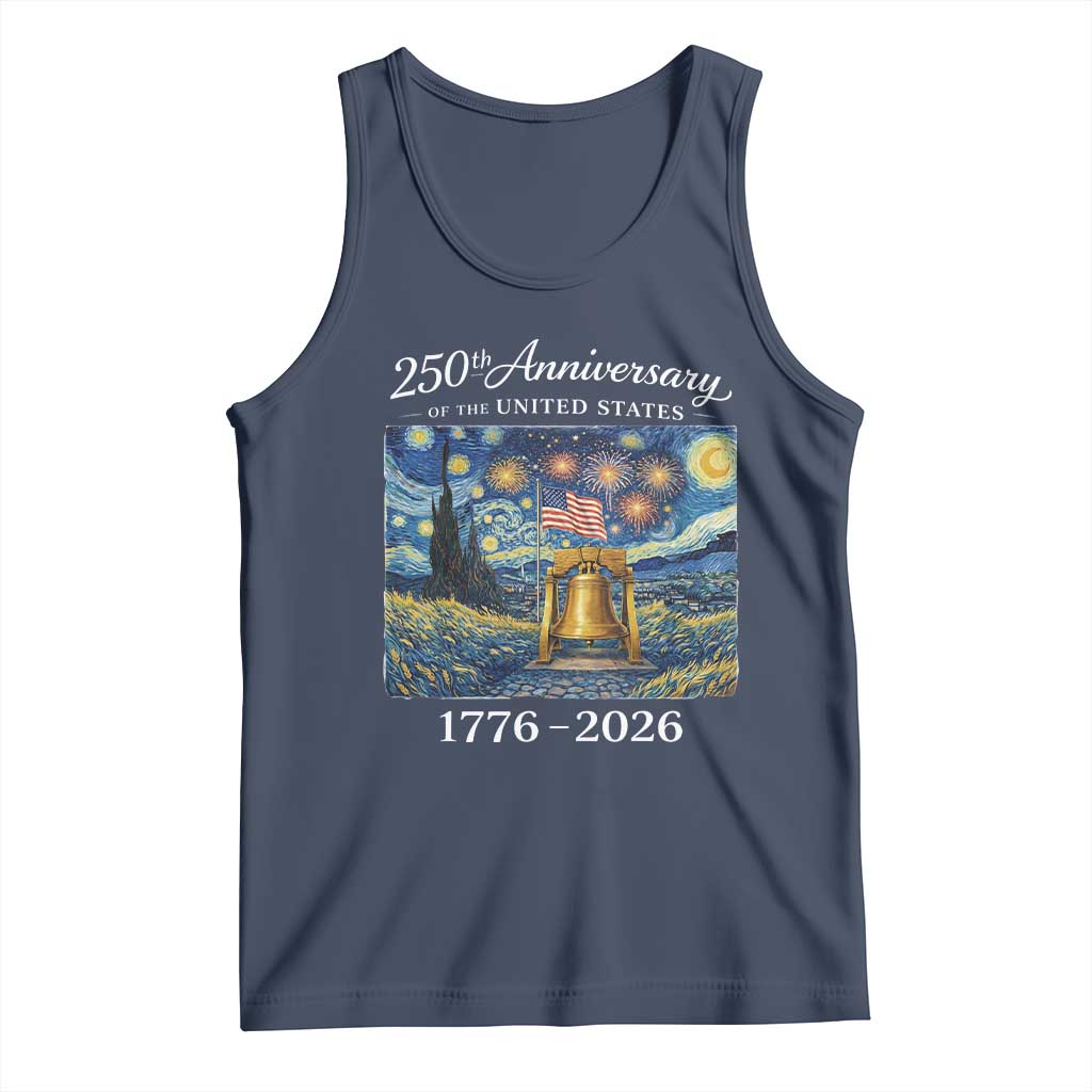 USA 250th Anniversary Tank Top Liberty Bell 1776–2026 Patriotic American Flag Starry Night