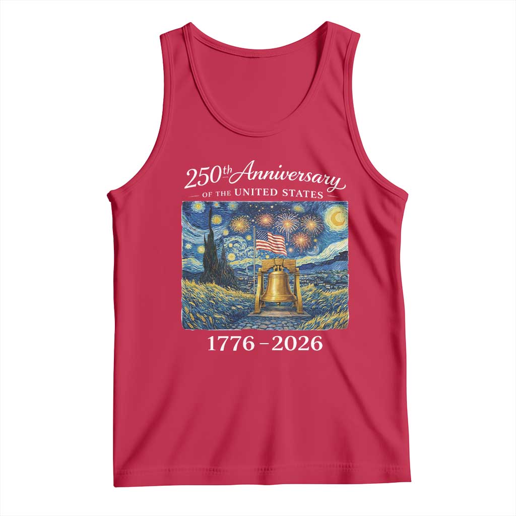 USA 250th Anniversary Tank Top Liberty Bell 1776–2026 Patriotic American Flag Starry Night