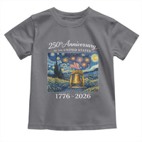 USA 250th Anniversary Toddler T Shirt Patriotic Liberty Bell 1776 2026 American Flag Starry Night