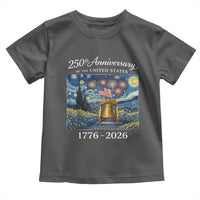 USA 250th Anniversary Toddler T Shirt Patriotic Liberty Bell 1776 2026 American Flag Starry Night