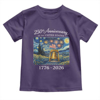 USA 250th Anniversary Toddler T Shirt Patriotic Liberty Bell 1776 2026 American Flag Starry Night