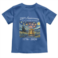 USA 250th Anniversary Toddler T Shirt Patriotic Liberty Bell 1776 2026 American Flag Starry Night