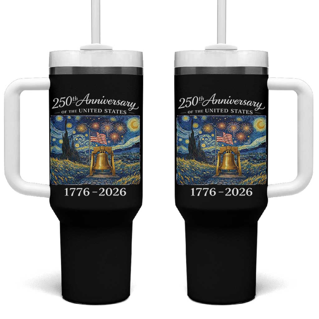 USA 250th Anniversary Tumbler With Handle Liberty Bell 1776–2026 Patriotic American Flag Starry Night