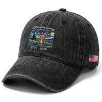 USA 250th Anniversary Washed Cotton Baseball Cap Liberty Bell 1776–2026 Patriotic American Flag Starry Night