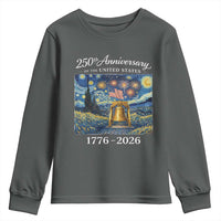 USA 250th Anniversary Youth Sweatshirt Patriotic Liberty Bell 1776 2026 American Flag Starry Night