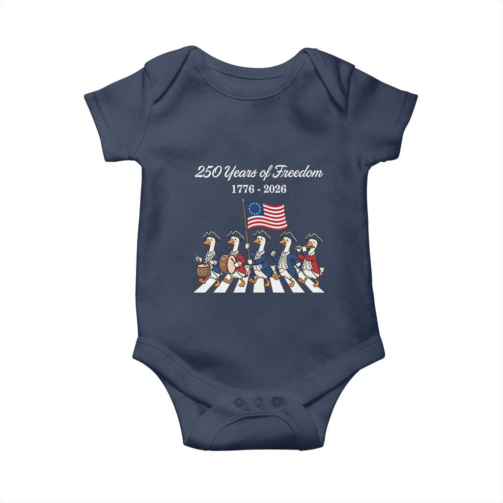 250 Years Of Freedom Baby Onesie Silly Goose Patriotic 4th of July