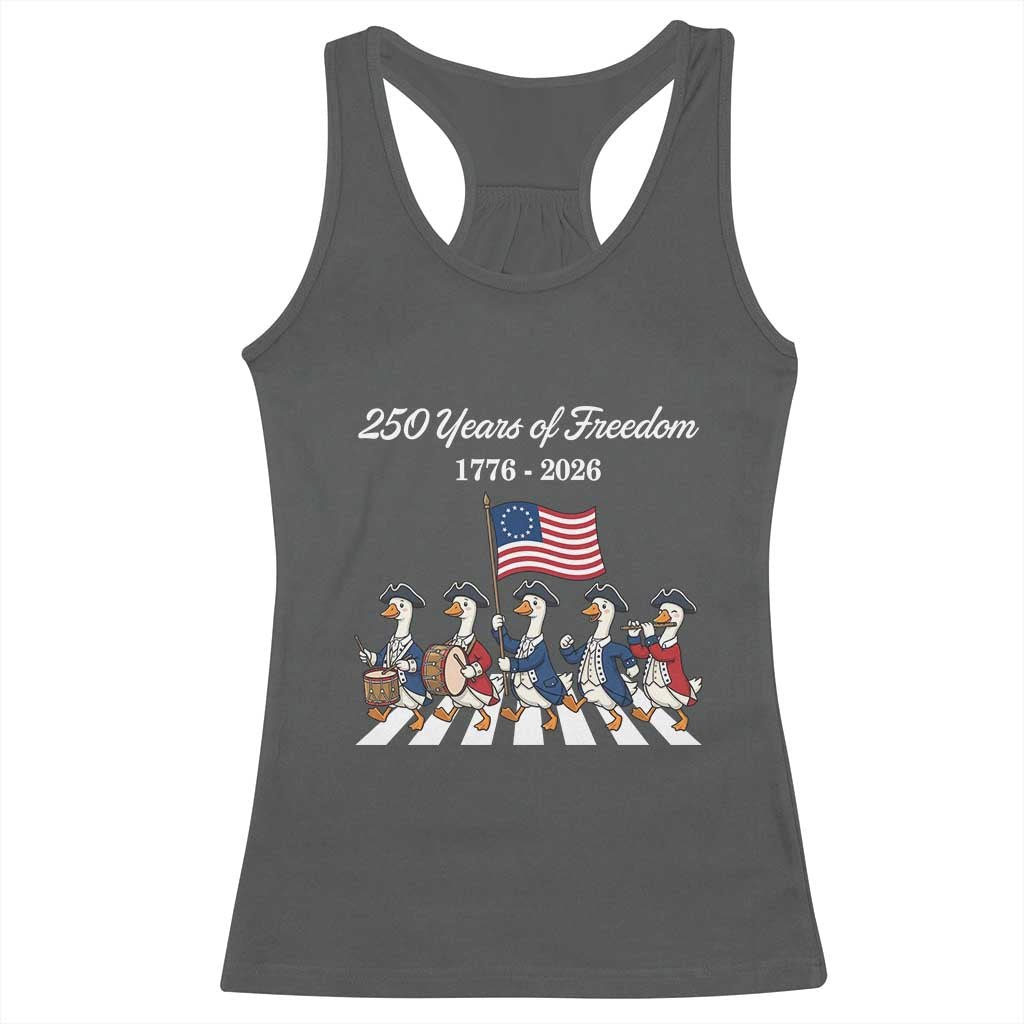 250 Years Of Freedom Racerback Tank Top Silly Goose Patriotic 4th of July