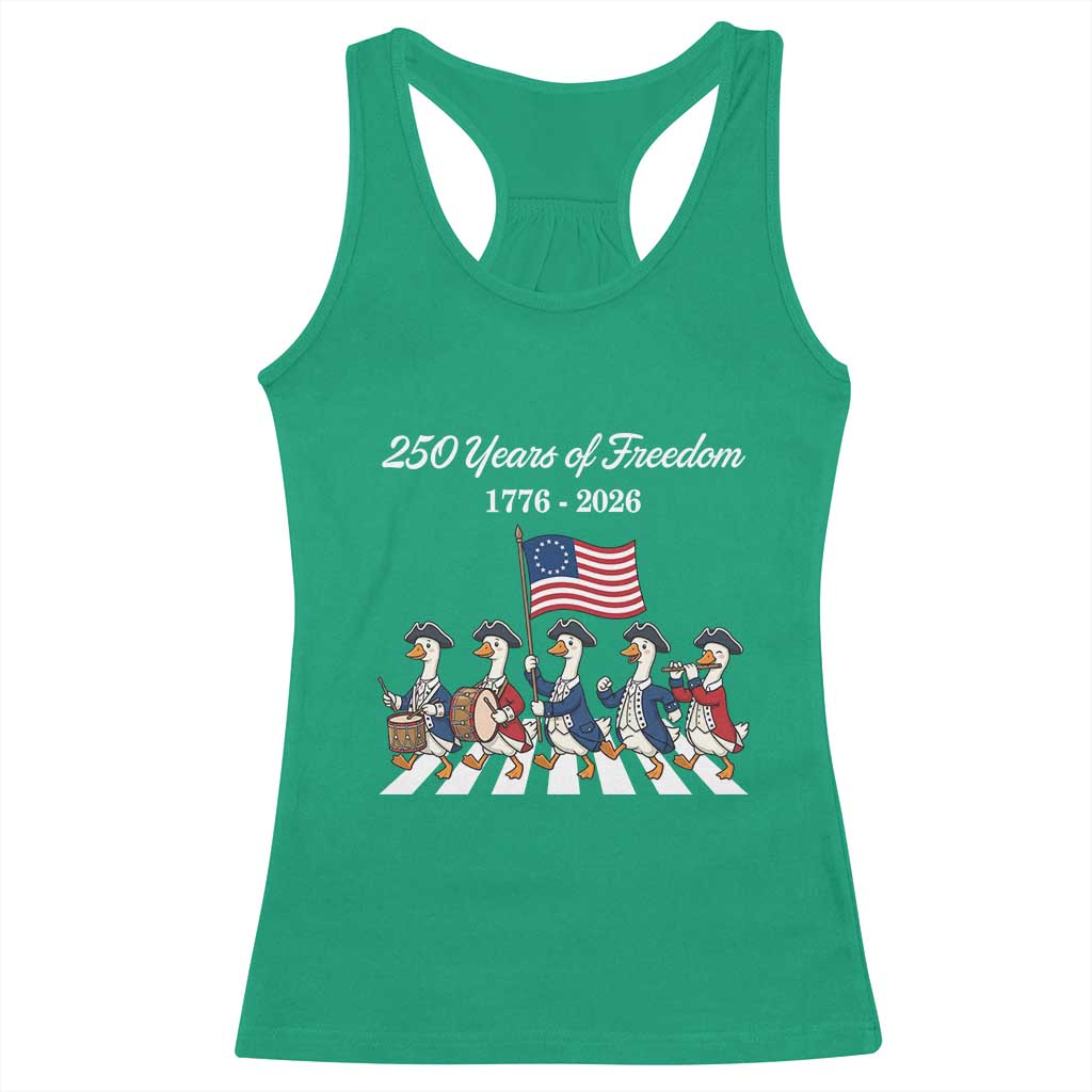 250 Years Of Freedom Racerback Tank Top Silly Goose Patriotic 4th of July