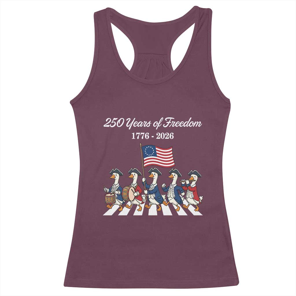 250 Years Of Freedom Racerback Tank Top Silly Goose Patriotic 4th of July