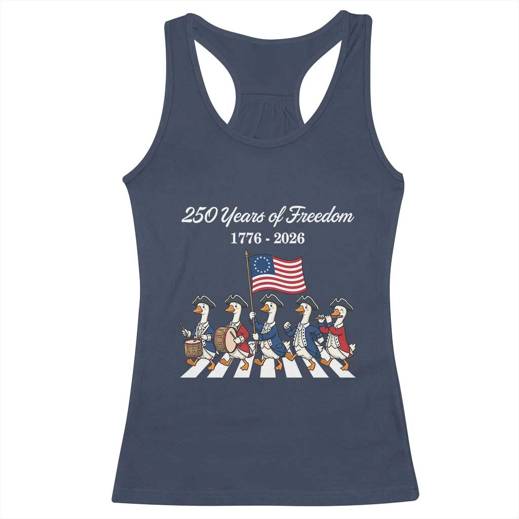 250 Years Of Freedom Racerback Tank Top Silly Goose Patriotic 4th of July