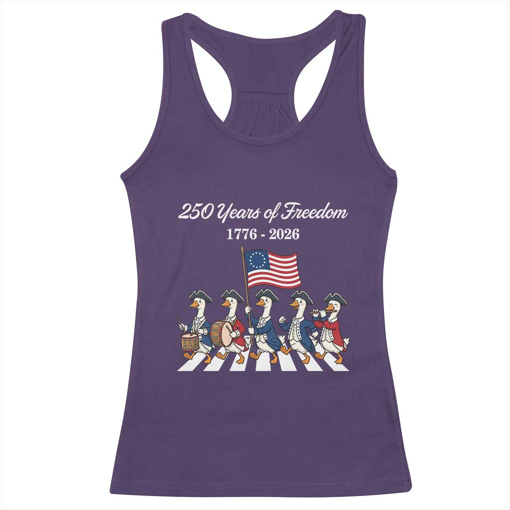 250 Years Of Freedom Racerback Tank Top Silly Goose Patriotic 4th of July