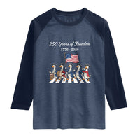250 Years Of Freedom Raglan Shirt Silly Goose Patriotic 4th of July