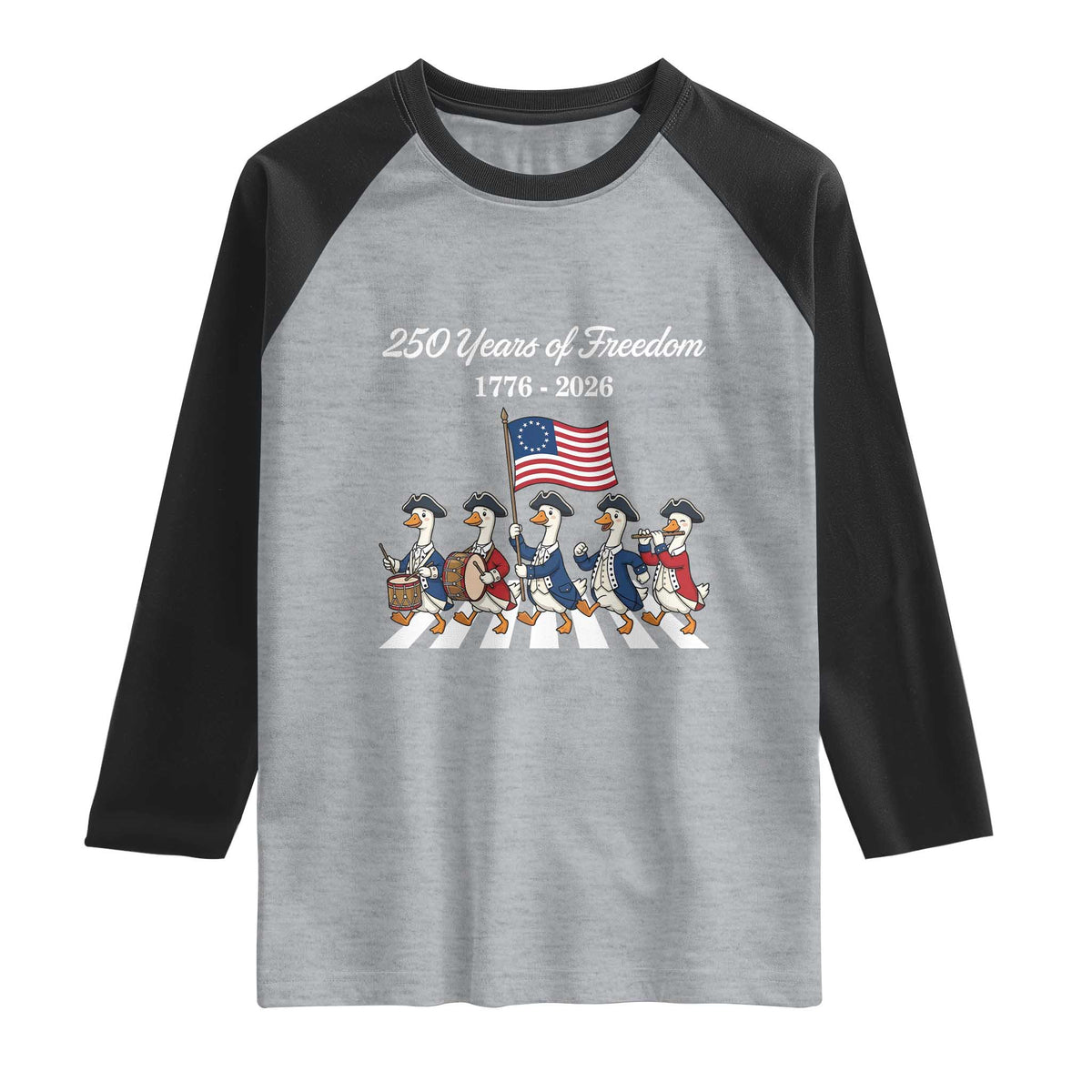 250 Years Of Freedom Raglan Shirt Silly Goose Patriotic 4th of July