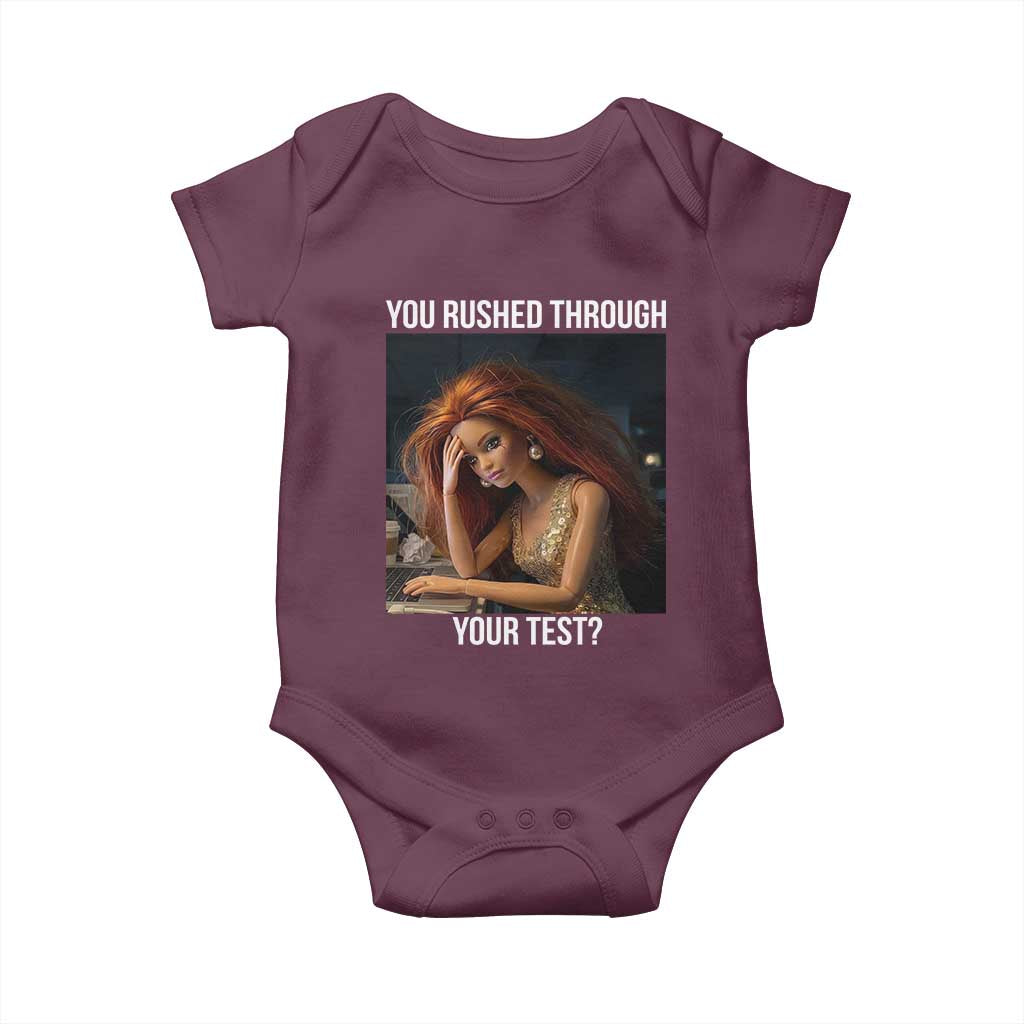 You Rushed Through Your Test Baby Onesie Funny Test Day Teacher Meme