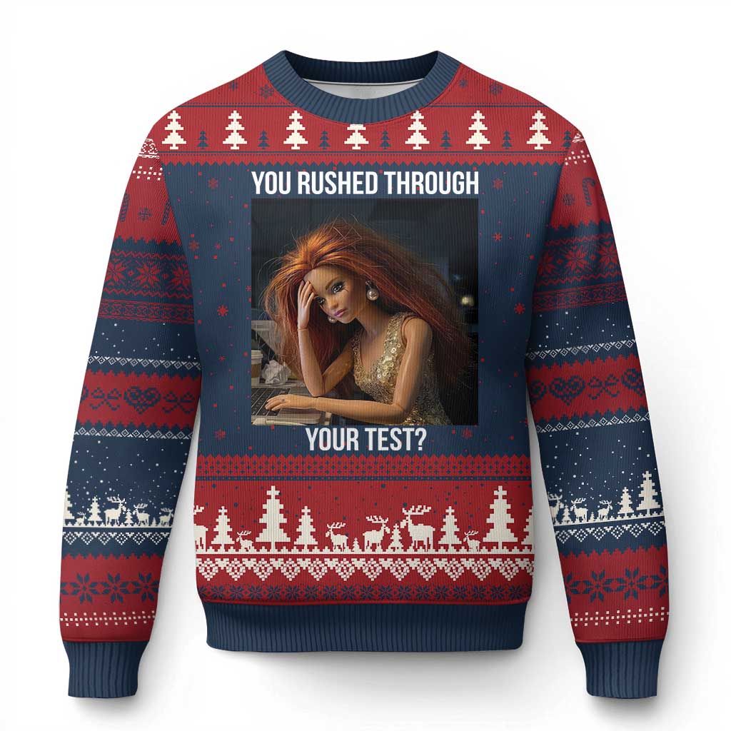 You Rushed Through Your Test Ugly Christmas Sweater Funny Test Day Teacher Meme