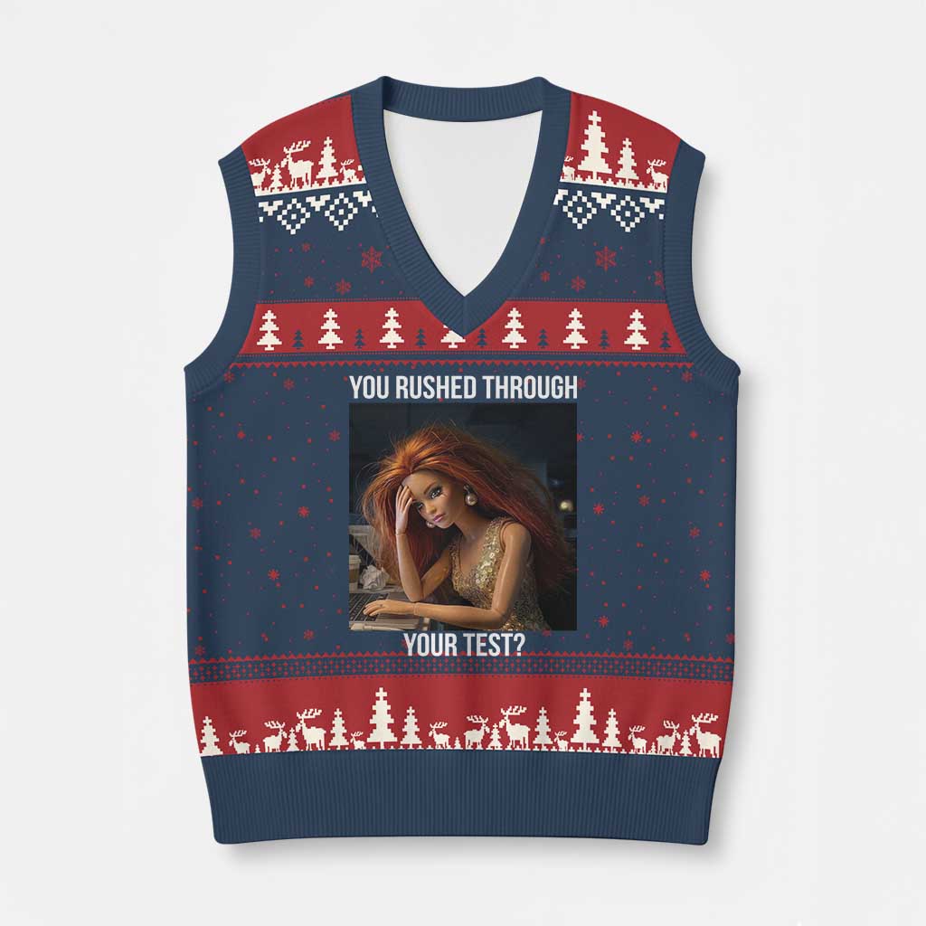 You Rushed Through Your Test V-Neck Knit Sweater Vest Funny Test Day Teacher Meme
