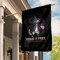 Feral and Free Funny Raccoon 4th of July Garden Flag USA 250 Years Freedom Independence Anniversary Gift