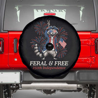 Feral and Free Funny Raccoon 4th of July Spare Tire Cover USA 250 Years Freedom Independence Anniversary Gift