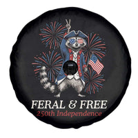 Feral and Free Funny Raccoon 4th of July Spare Tire Cover USA 250 Years Freedom Independence Anniversary Gift
