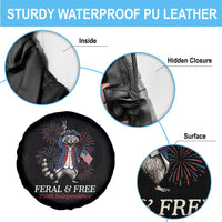 Feral and Free Funny Raccoon 4th of July Spare Tire Cover USA 250 Years Freedom Independence Anniversary Gift
