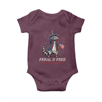 Feral & Free Funny Raccoon 4th of July Baby Onesie USA 250 Years Freedom Independence Anniversary Gift