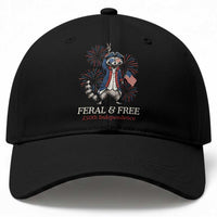 Feral and Free Funny Raccoon 4th of July Baseball Cap USA 250 Years Freedom Independence Anniversary Gift