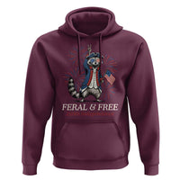 Feral & Free Funny Raccoon 4th of July Hoodie USA 250 Years Freedom Independence Anniversary Gift